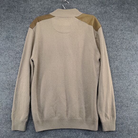 Cabela's Men's Sweater Tan Medium Mock Neck Pullover Lambswool Knit Long Sleeve - Picture 5 of 12